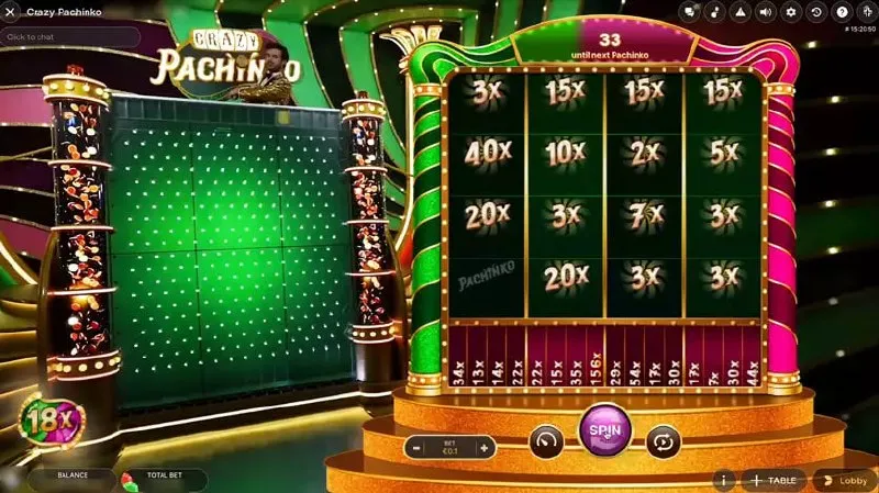 Pachinko - japońska minigra z opadająca piłka w Crazy Time